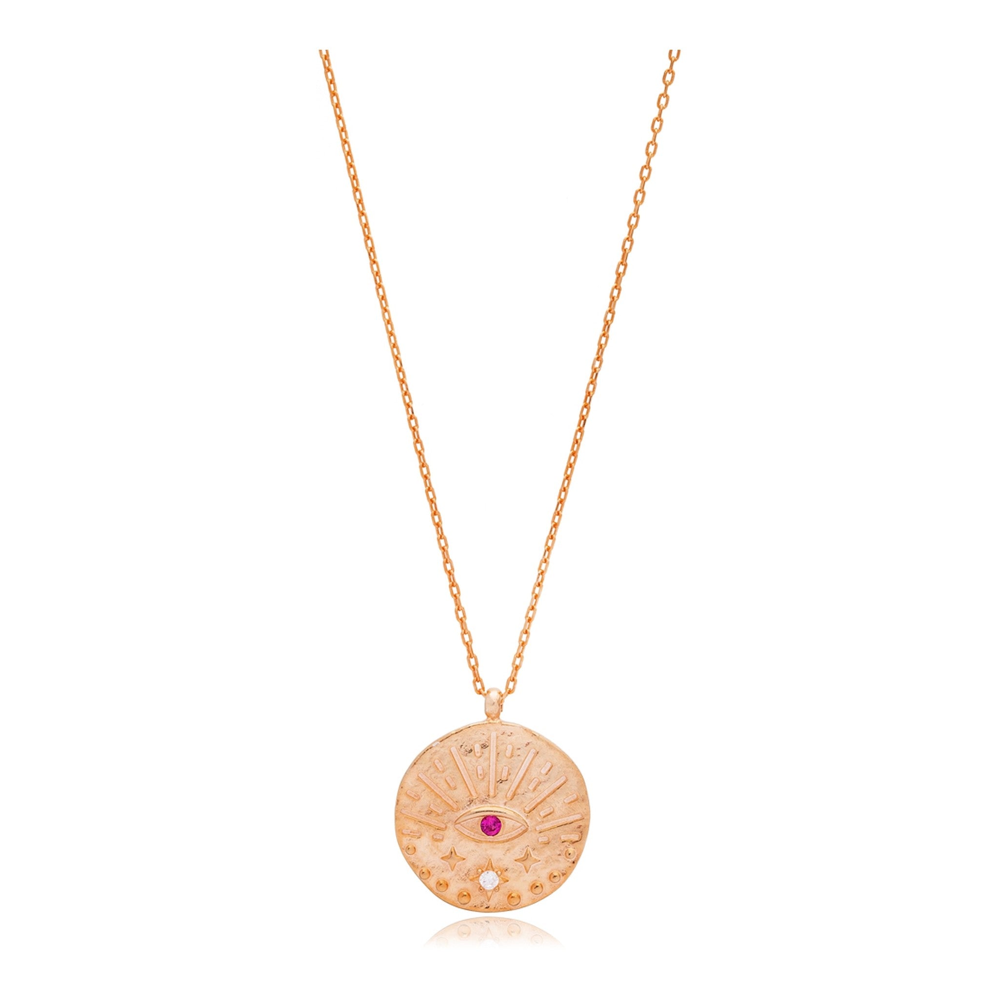 Mystical Ruby Stone Evil Eye Necklace