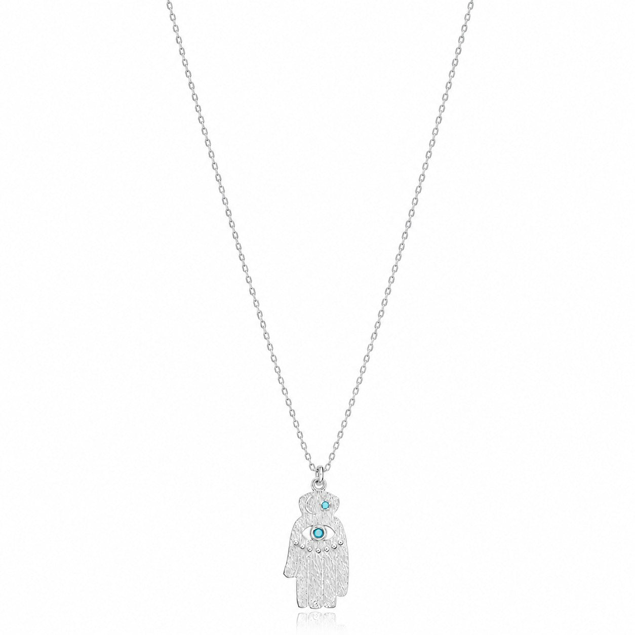 Textured Evil Eye Hamsa Necklace