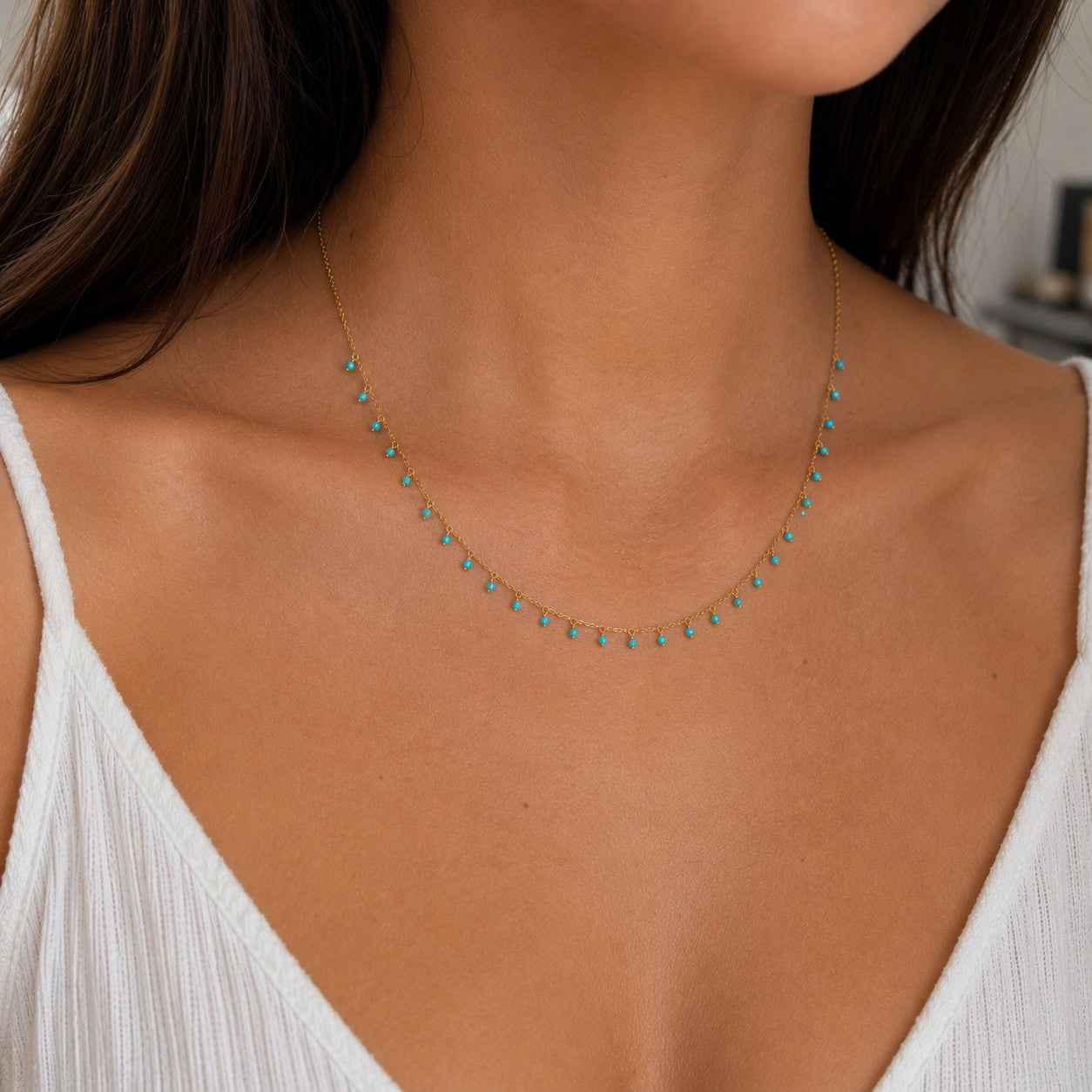 Turquoise Single Drop Necklace
