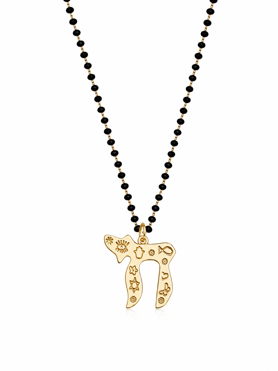 Black Beaded Chai Necklace