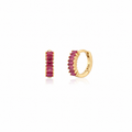 Cerise Pink Baguette Huggie Hoops