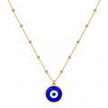 Royal Blue Glass Evil Eye Pendant Necklace
