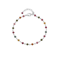 Multicolored beaded bracelet on a white background