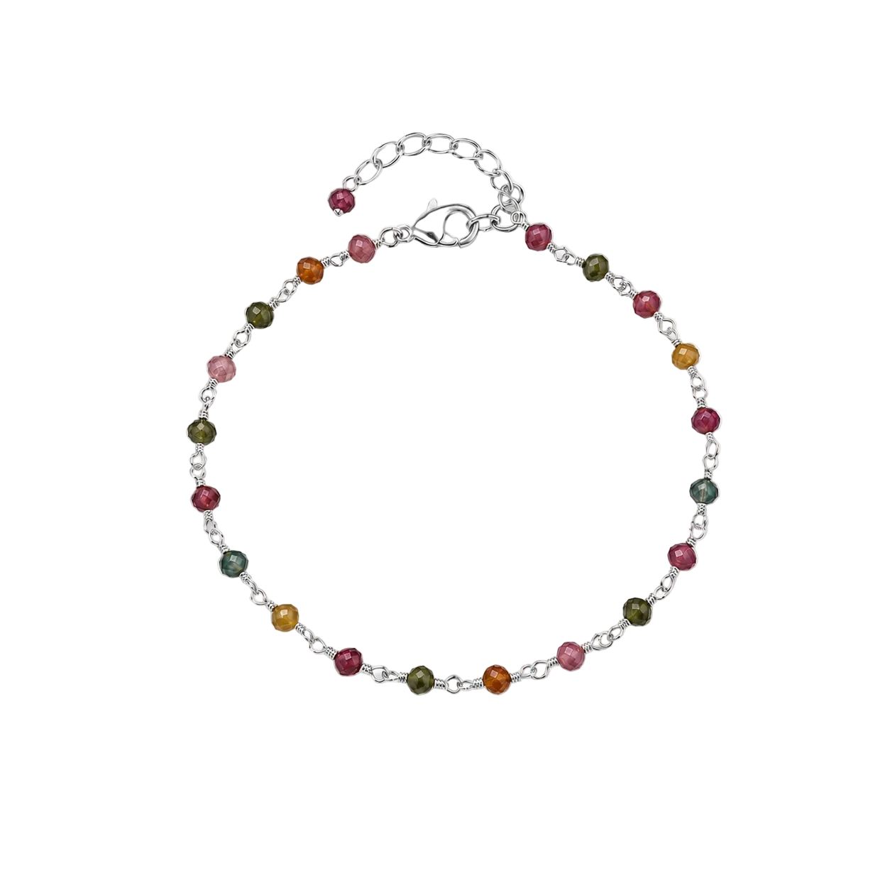 Multicolored beaded bracelet on a white background