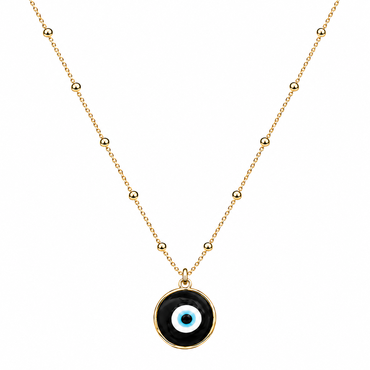 Black Glass Evil Eye Pendant Necklace
