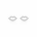 Clear Cubic Zirconia Lip Stud Earrings –  Silver