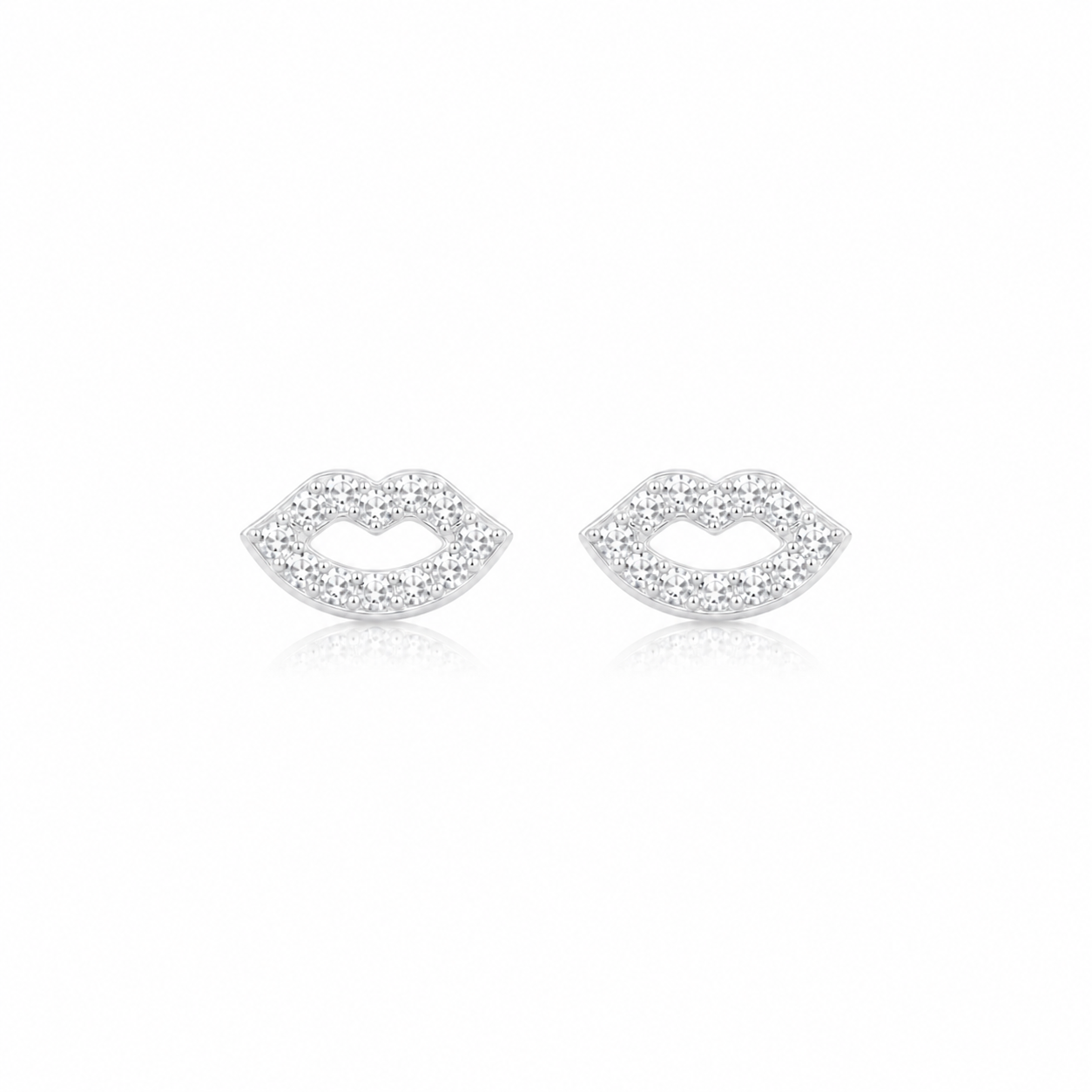 Clear Cubic Zirconia Lip Stud Earrings –  Silver