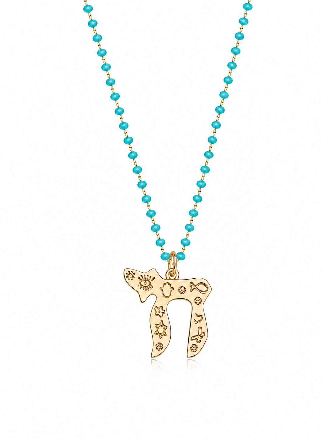 Turquoise Beaded Chai Necklace