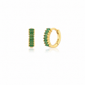 Emerald Green Baguette Huggie Hoops