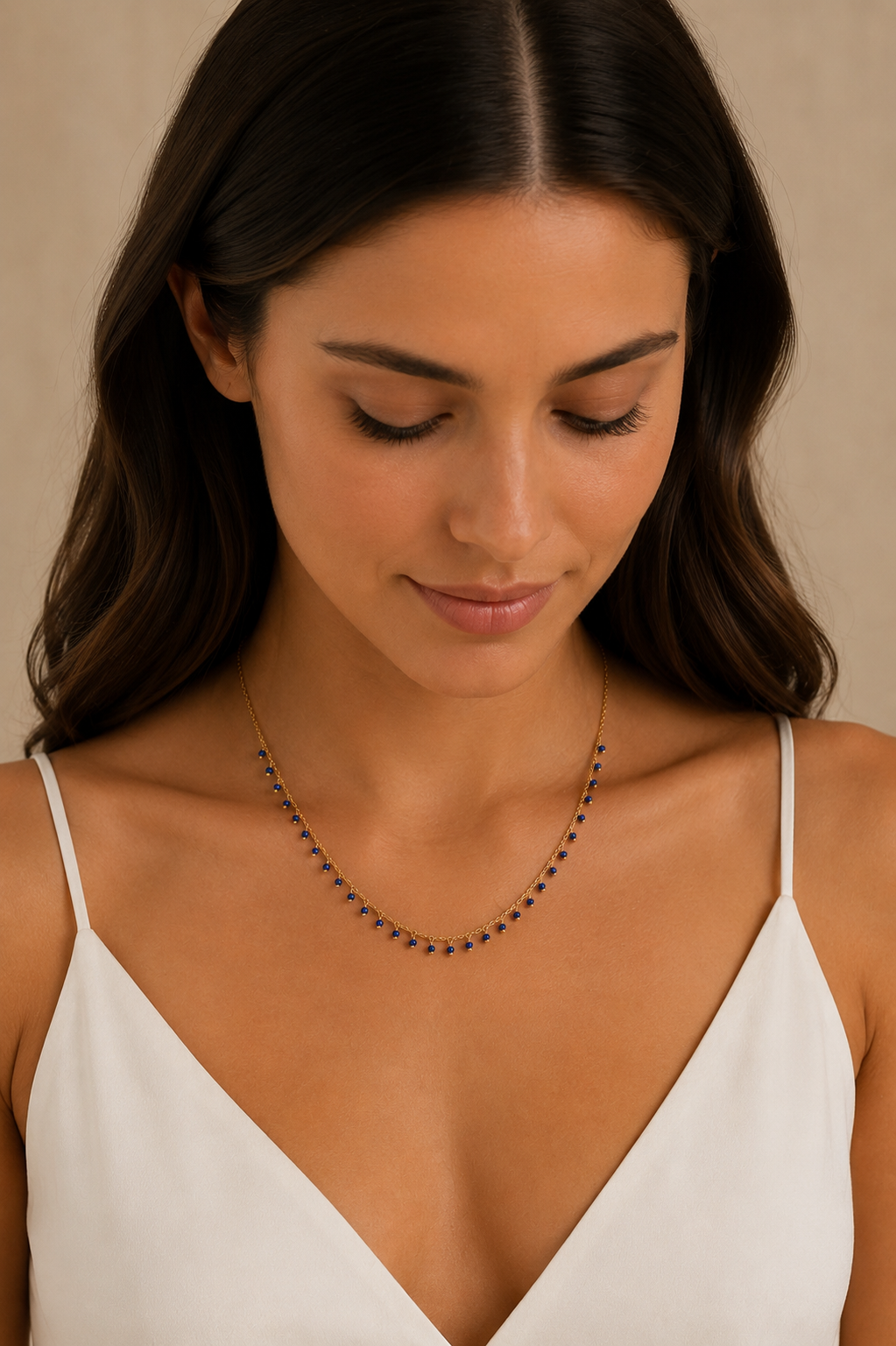 Midnight Blue Agate Single Drop Necklace