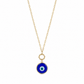 Cobalt Blue Glass Evil Eye Paperlink Pendant Necklace