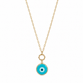Turquoise Glass Evil Eye Paperlink Pendant Necklace