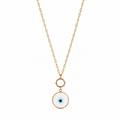 White Glass Evil Eye Paperlink Pendant Necklace