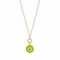 Lime Glass Evil Eye Paperlink Pendant Necklace
