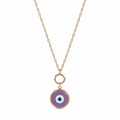 Lavender Glass Evil Eye Paperlink Pendant Necklace
