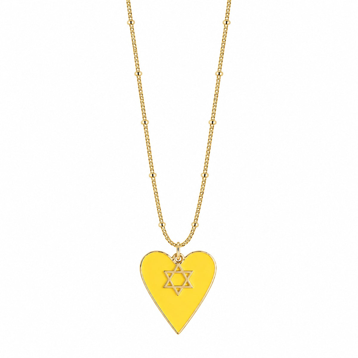 Yellow Heart Magen David Necklace