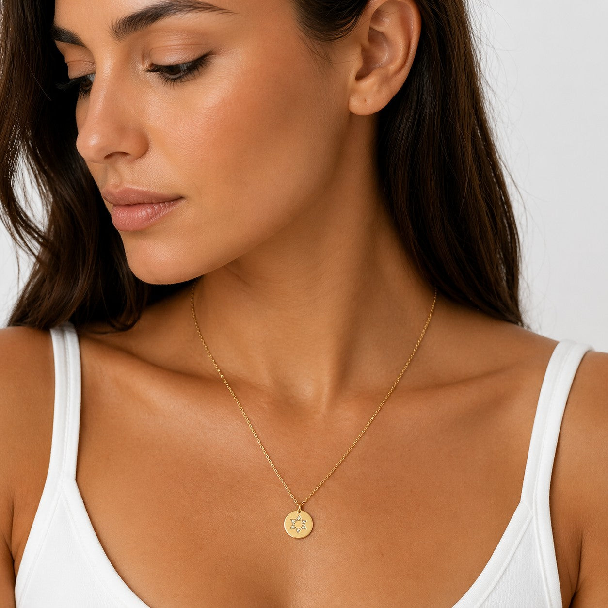 Star of David Disc Necklace