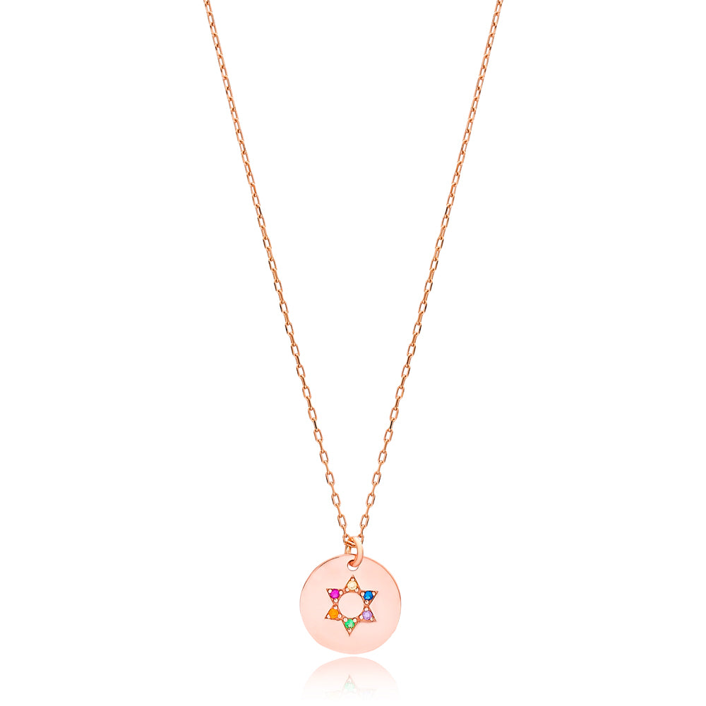 Star of David Disc Necklace