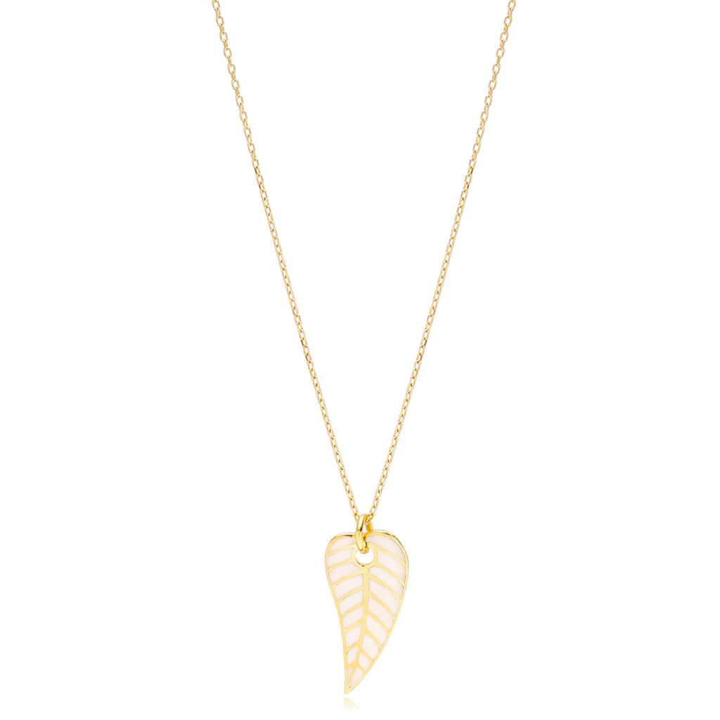 White Enamel Leaf Necklace