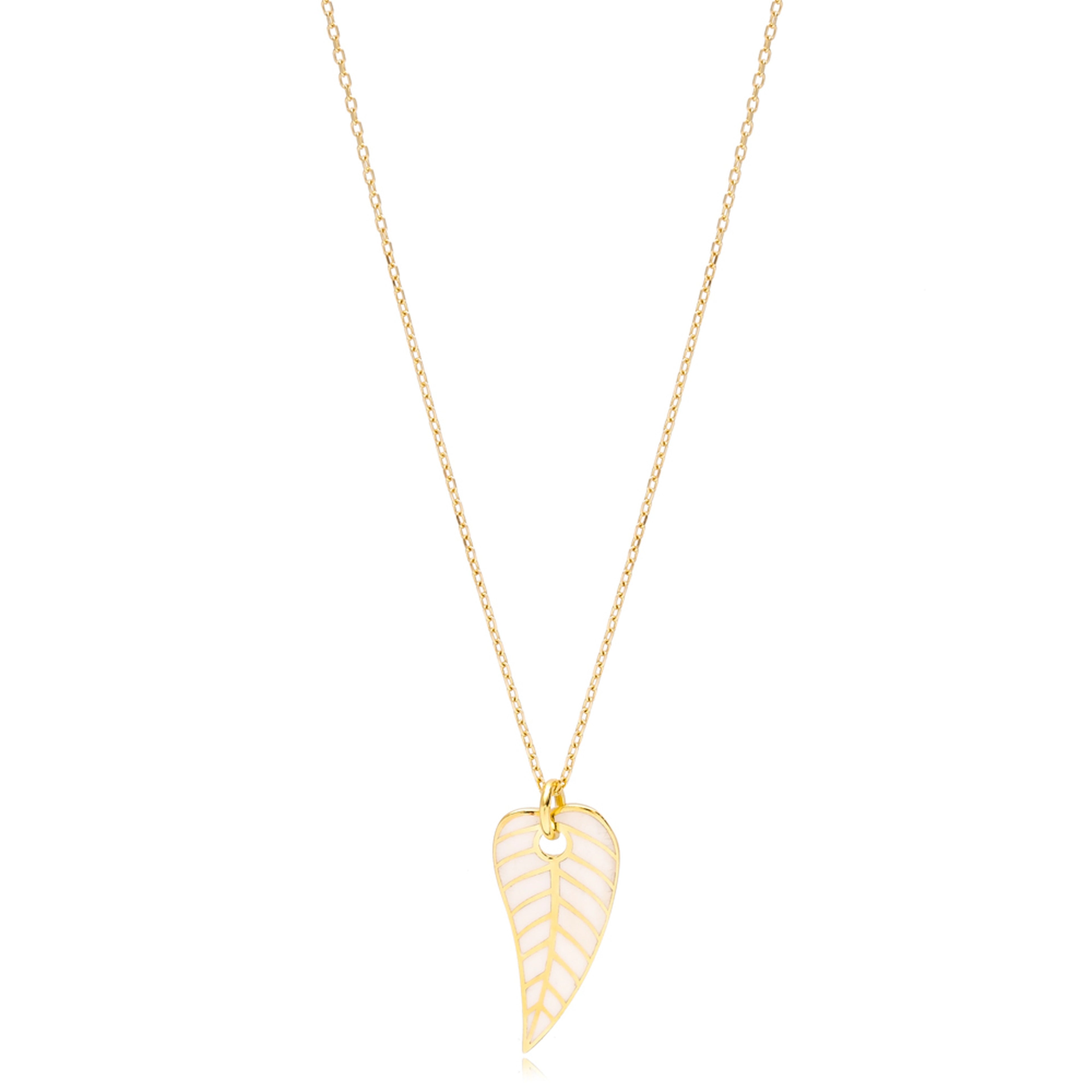 White Enamel Leaf Necklace