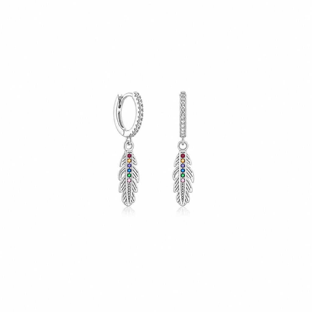 Vibrant Feather Hoops
