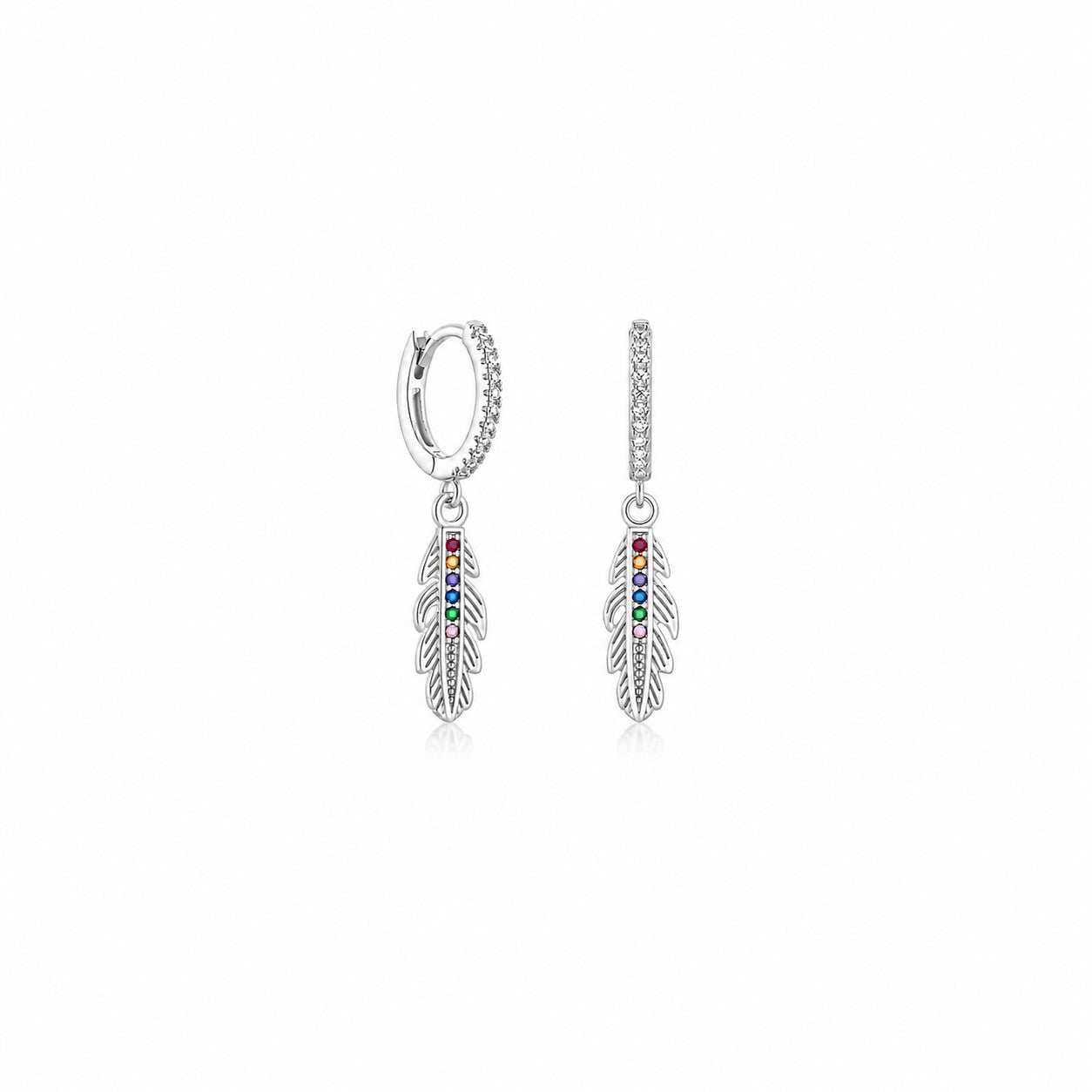 Vibrant Feather Hoops