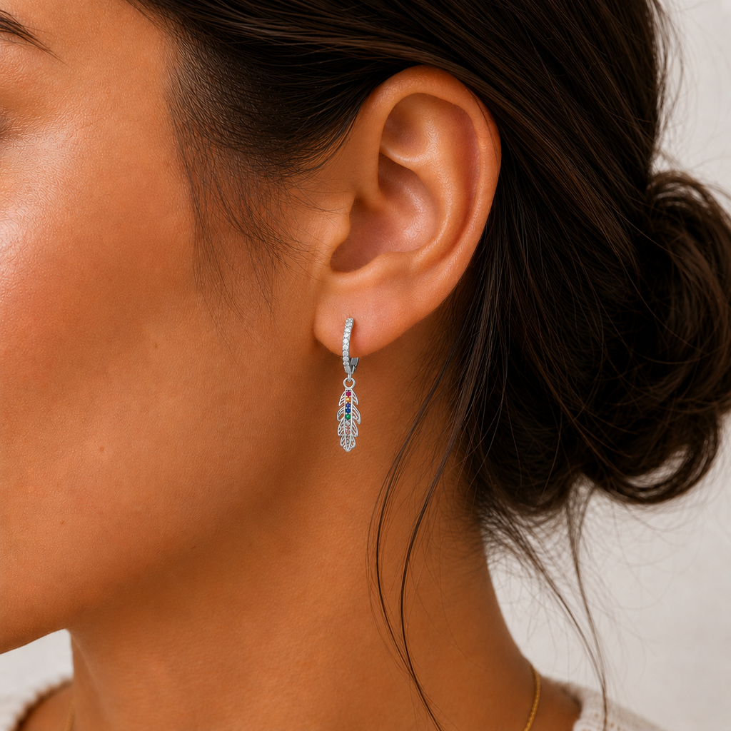Vibrant Feather Hoops