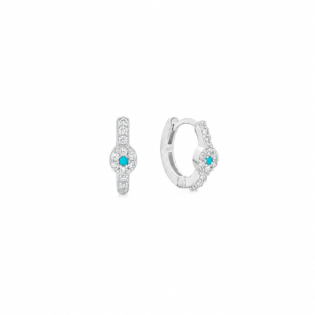 Tiny Turquoise Flower Huggies