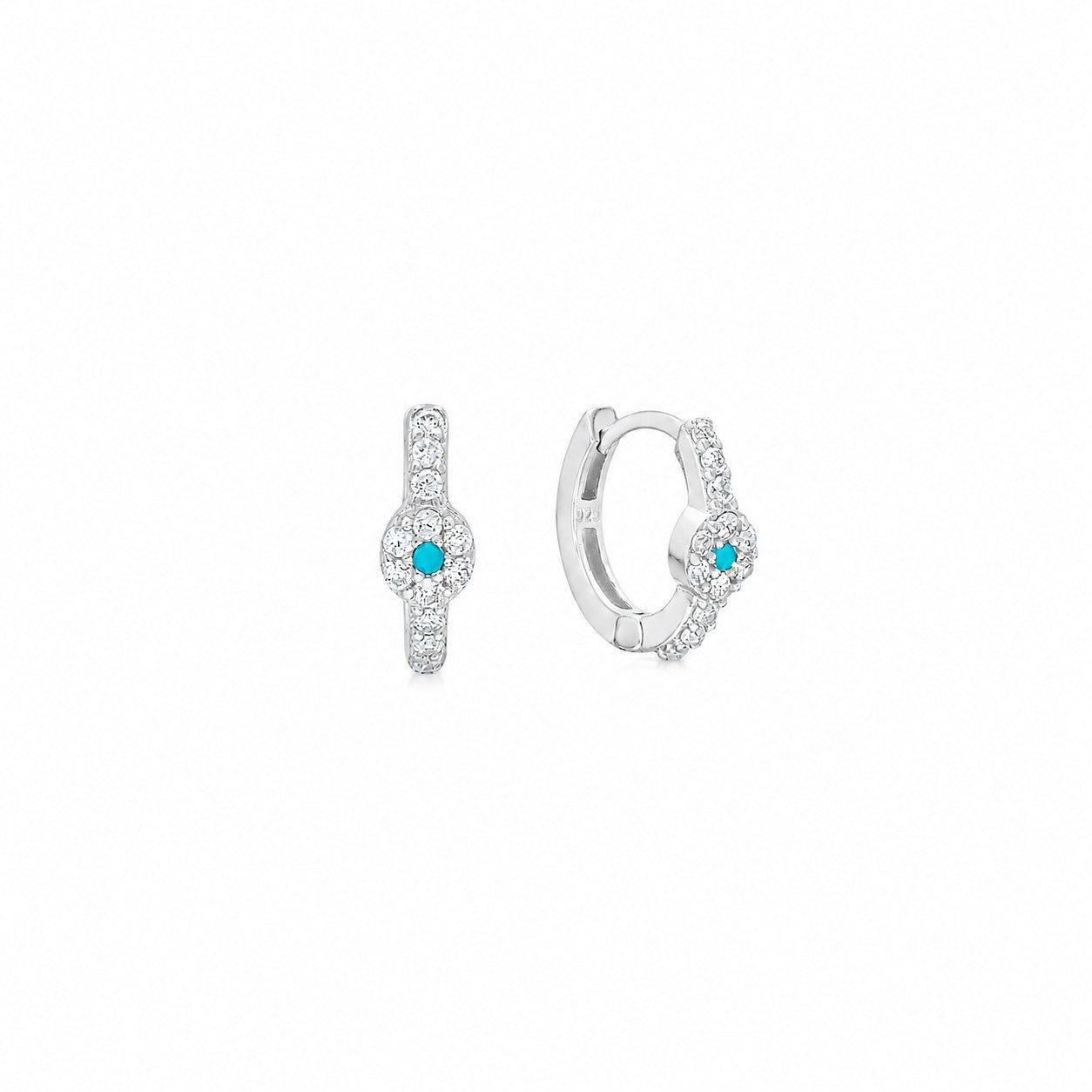 Tiny Turquoise Flower Huggies
