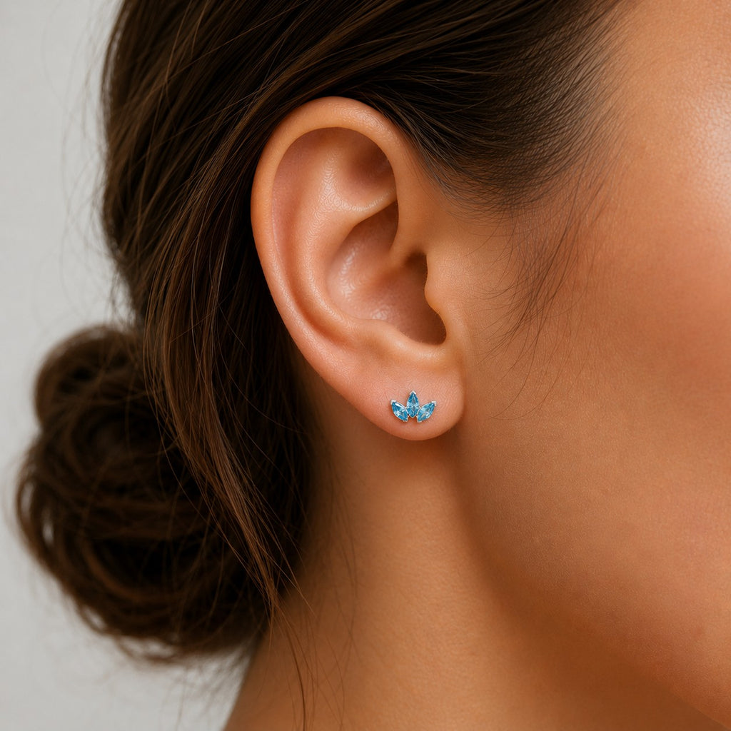 Light Blue Marquise Petal Studs