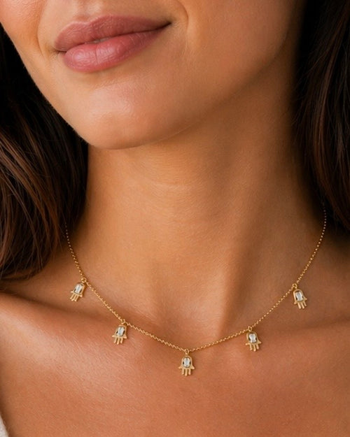 Gold Hamsa Charm Necklace