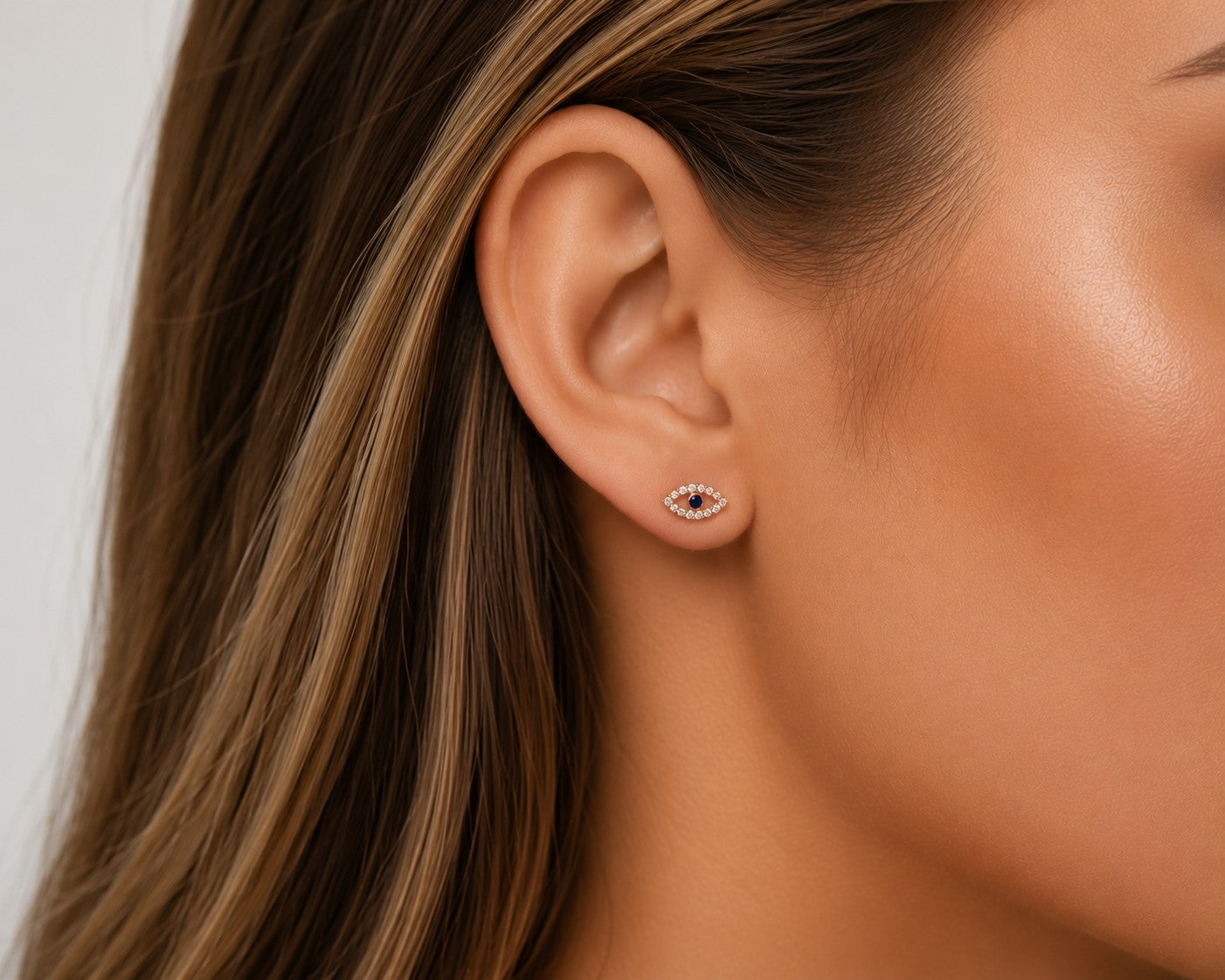 Navy Evil Eye Stud Earrings