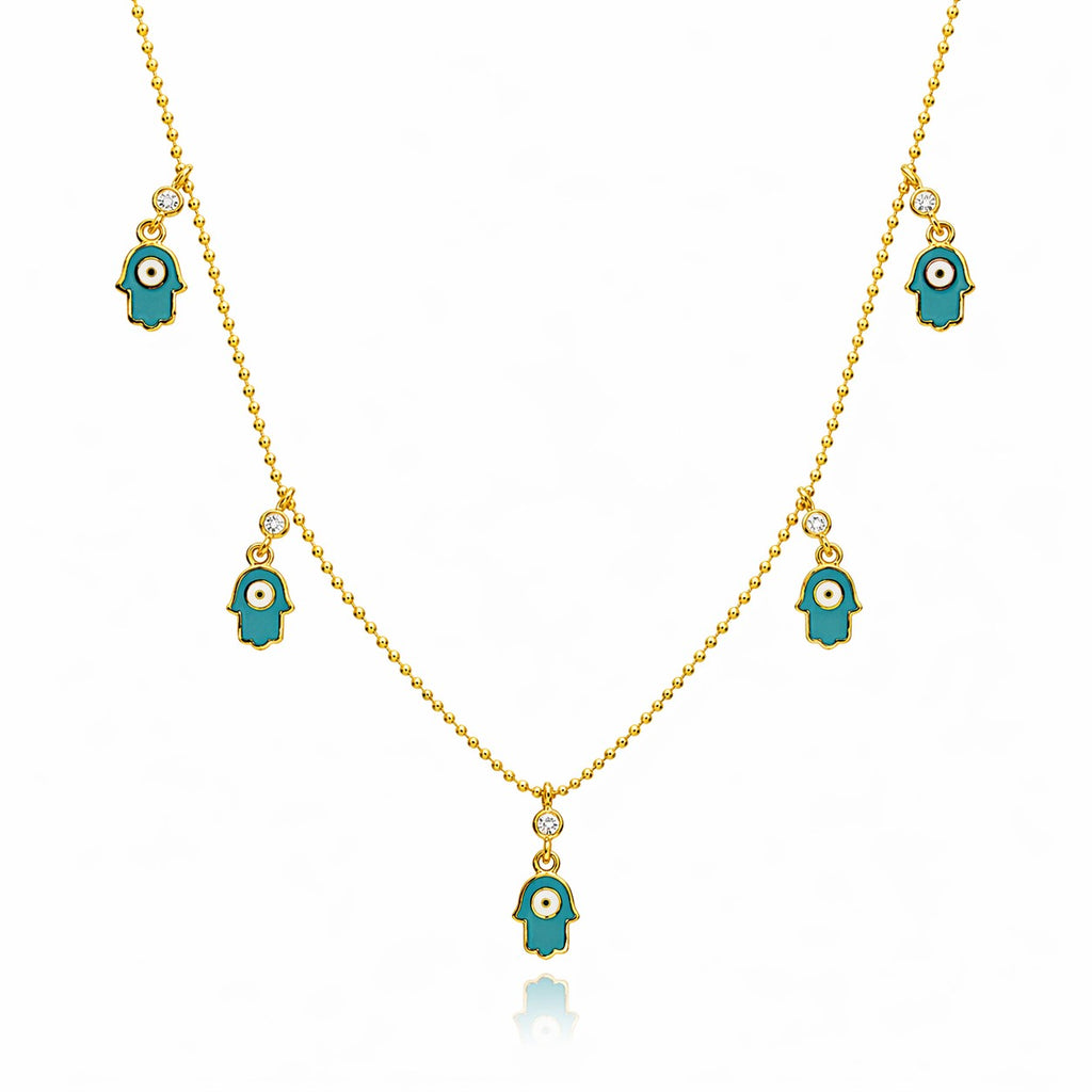 Turquoise Hamsa Charm Necklace