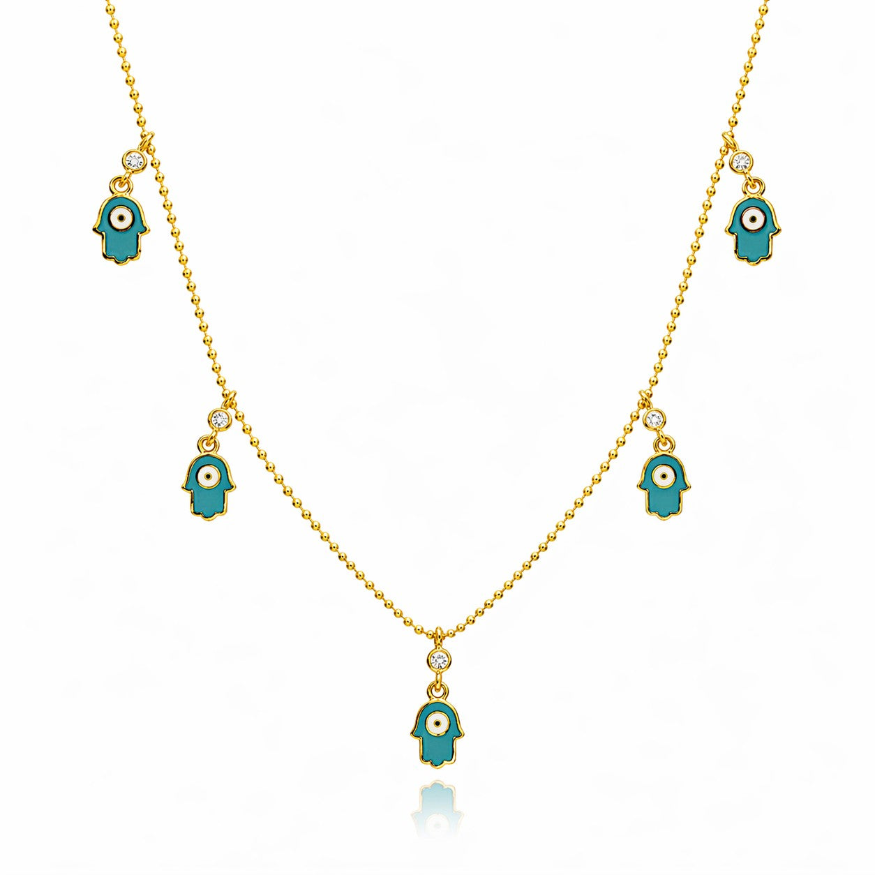 Turquoise Hamsa Charm Necklace