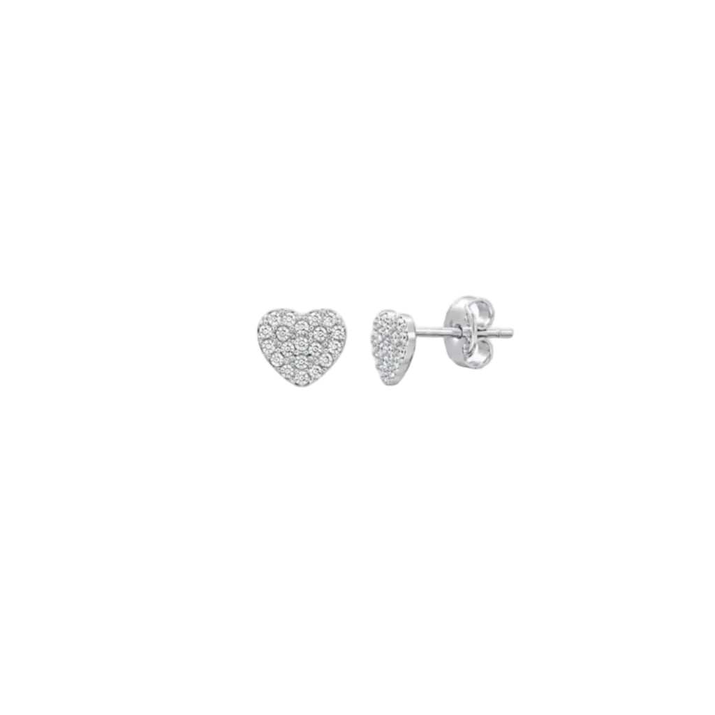 Sparkling Heart Stud Earrings