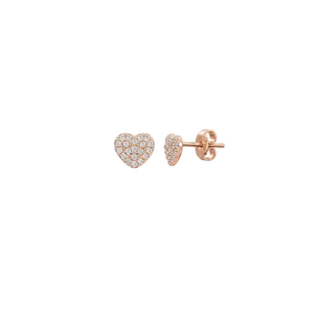 Sparkling Heart Stud Earrings