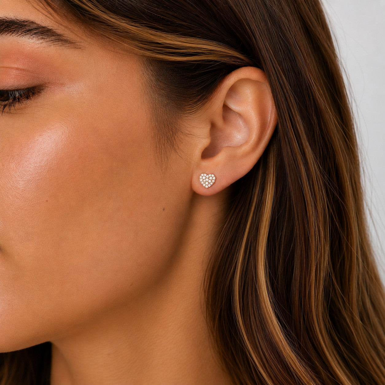 Sparkling Heart Stud Earrings