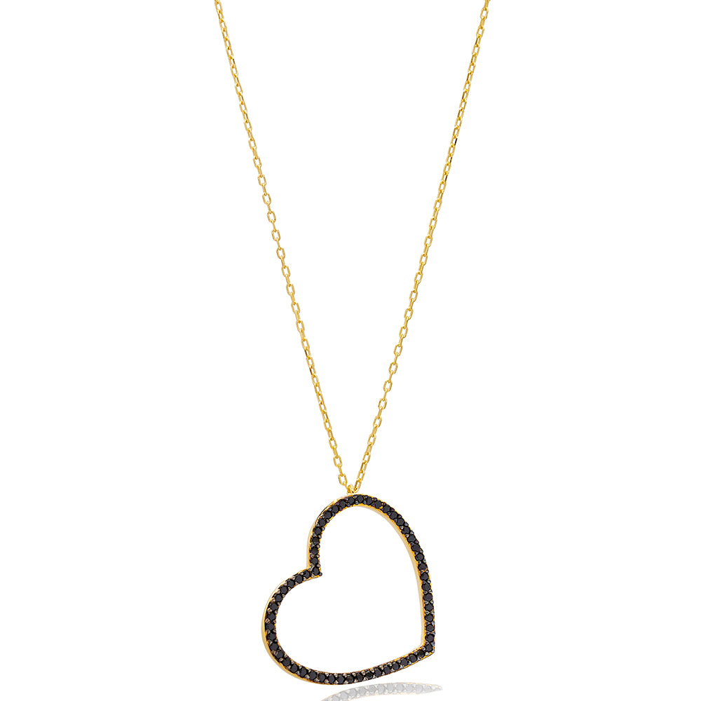 Midnight Black Heart Necklace