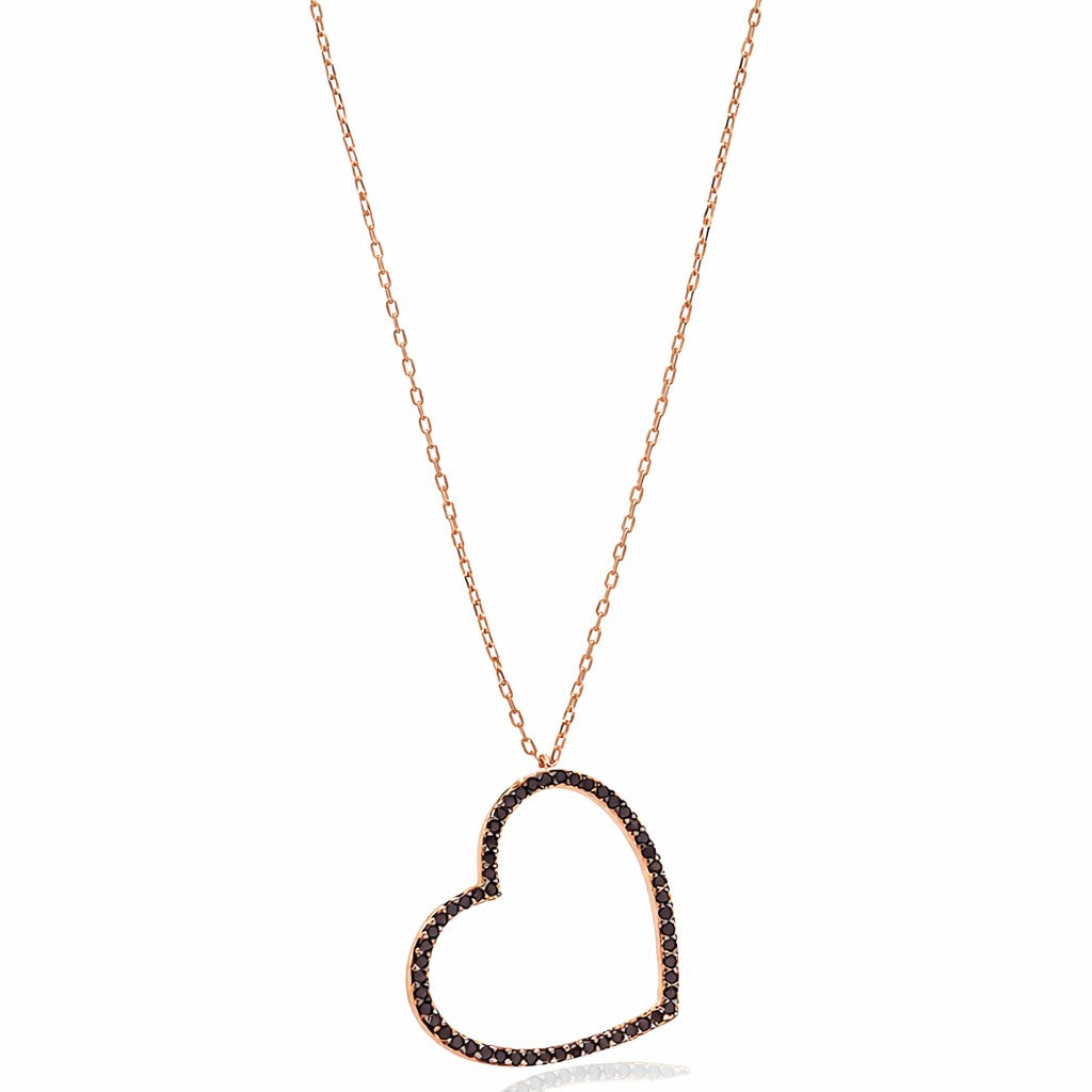 Midnight Black Heart Necklace