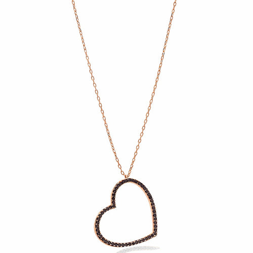 Midnight Black Heart Necklace