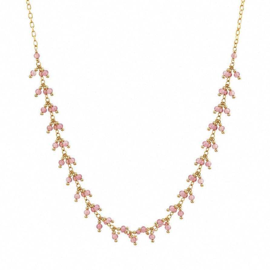 Pink Tourmaline Double Drop Necklace