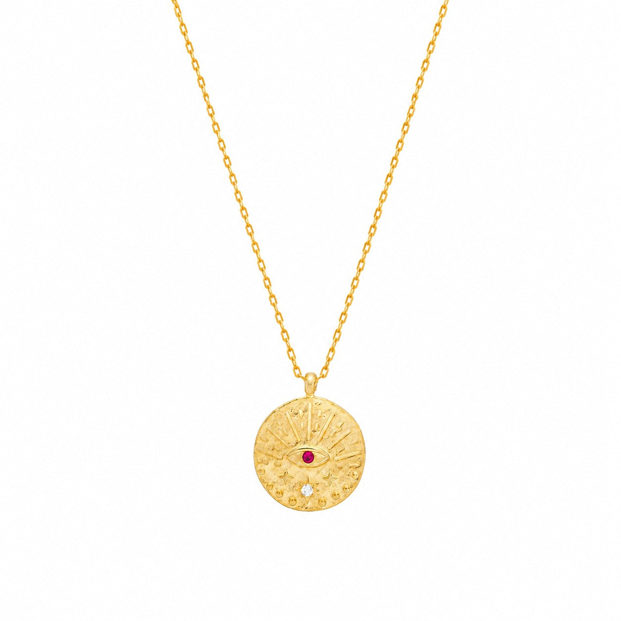 Mystical Ruby Stone Evil Eye Necklace