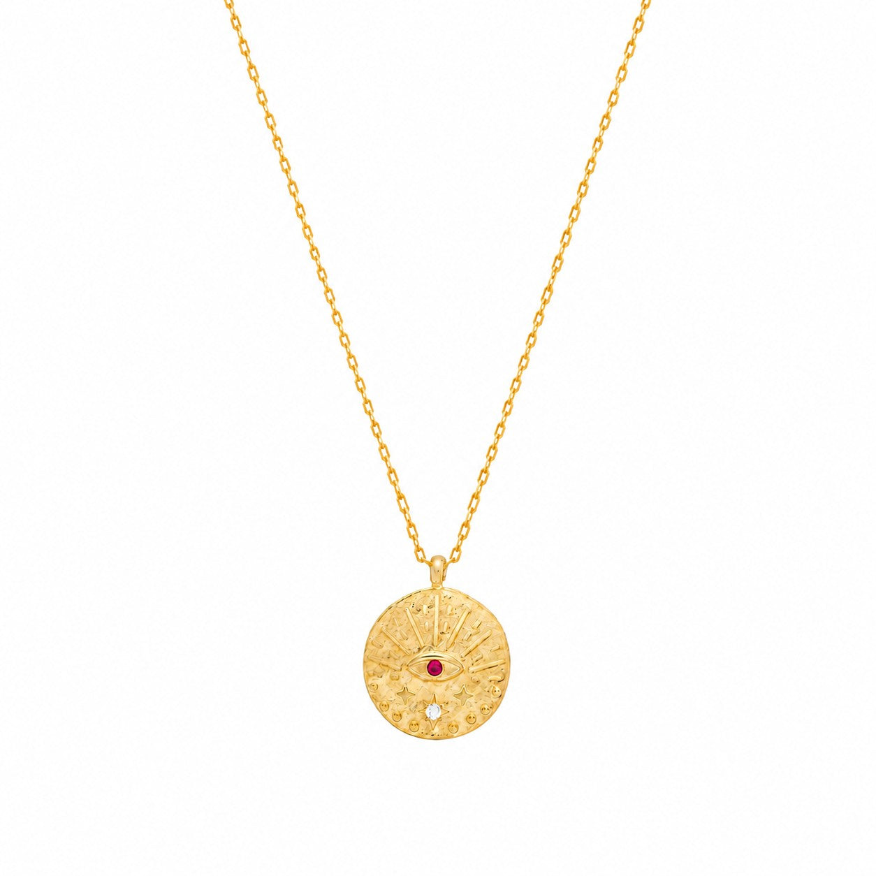 Mystical Ruby Stone Evil Eye Necklace