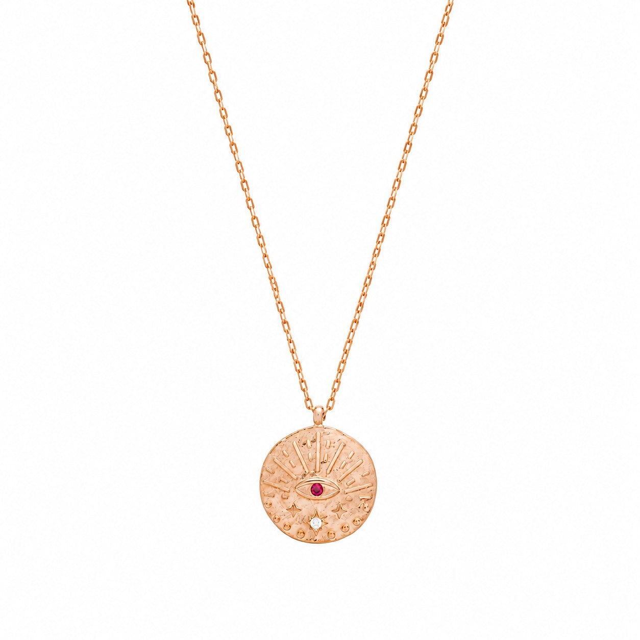 Mystical Ruby Stone Evil Eye Necklace