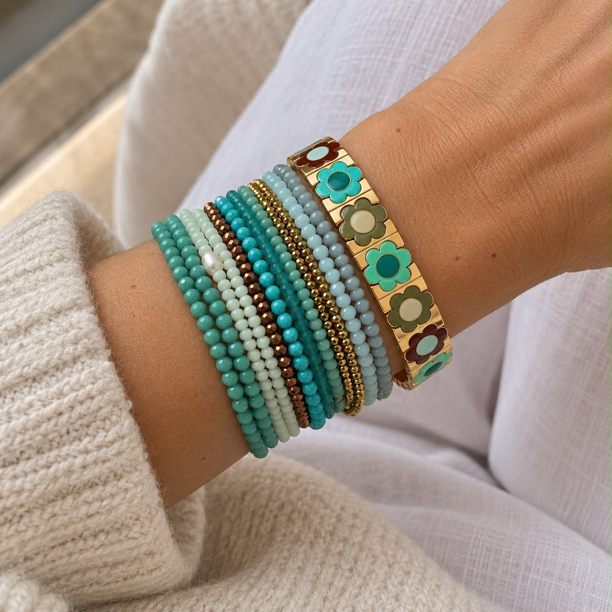 Jade Daisy Bracelet
